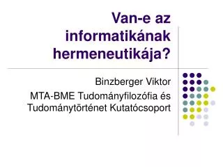 van e az informatik nak hermeneutik ja
