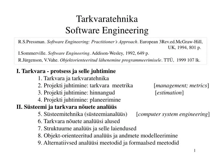 tarkvaratehnika software engineering