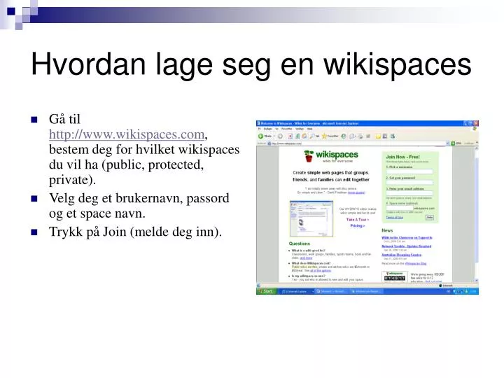 hvordan lage seg en wikispaces