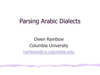 parsing arabic dialects