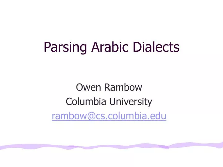 parsing arabic dialects