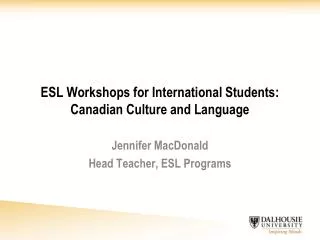 ESL Workshops for International Students: Canadian Culture and Language