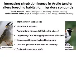 Increasing shrub dominance in Arctic tundra alters breeding habitat for migratory songbirds