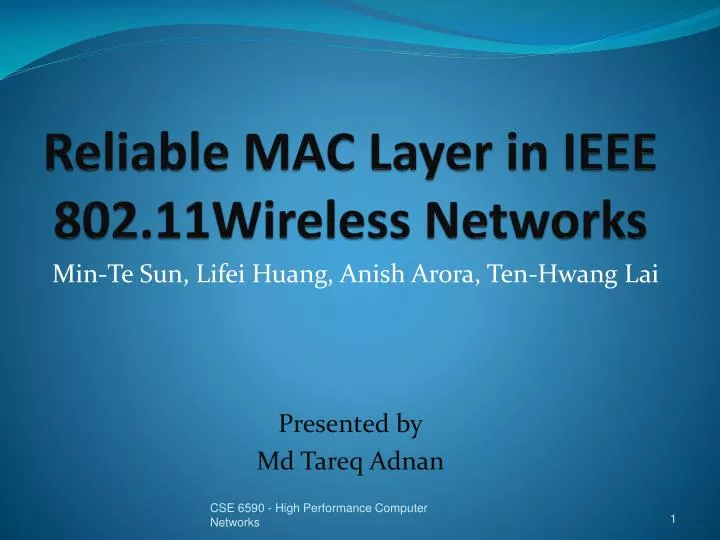 reliable mac layer in ieee 802 11wireless networks
