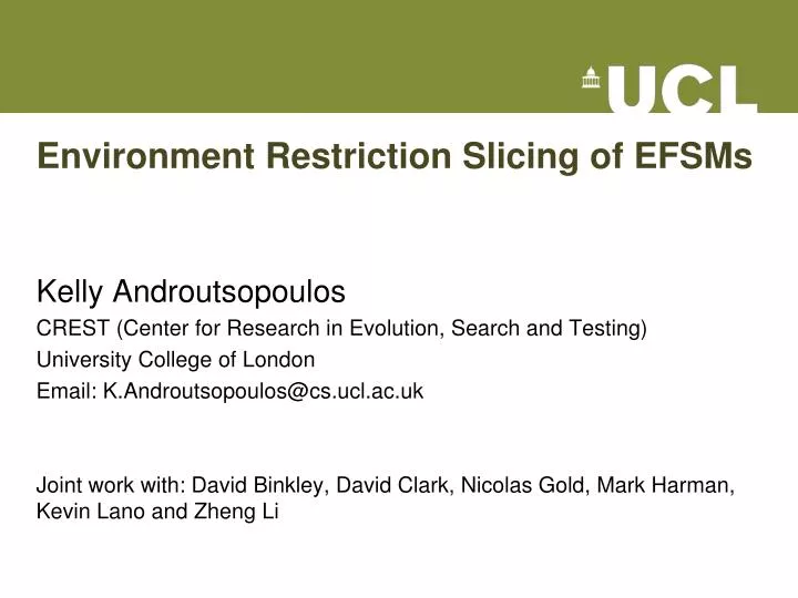 environment restriction slicing of efsms