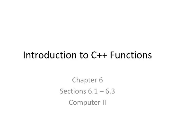 introduction to c functions