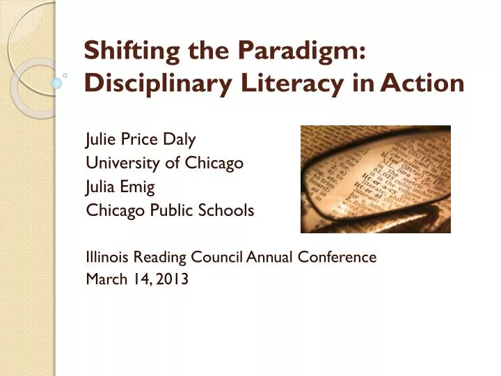 shifting the paradigm disciplinary literacy in action