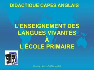 l enseignement des langues vivantes l cole primaire