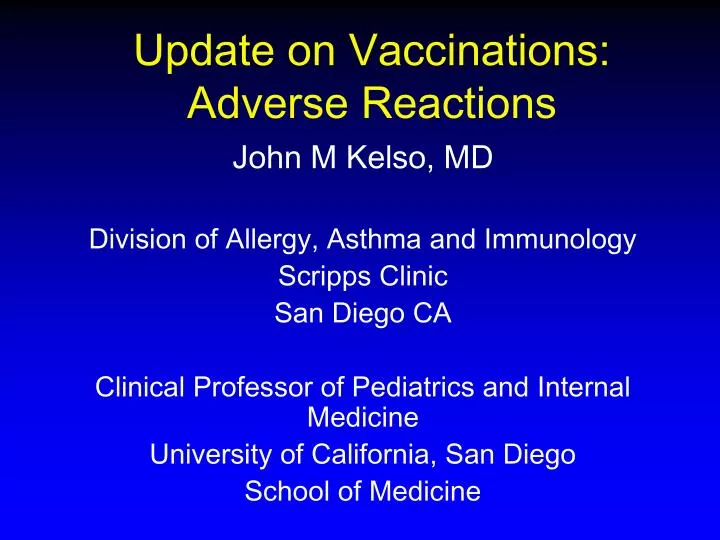 update on vaccinations adverse reactions