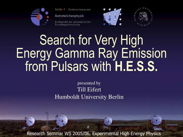 search for very high energy gamma ray emission from pulsars with h e s s
