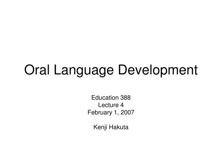 oral language development