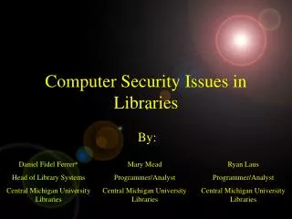 Computer Security Issues in Libraries