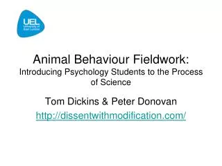 Animal Behaviour Fieldwork: Introducing Psychology Students to the Process of Science