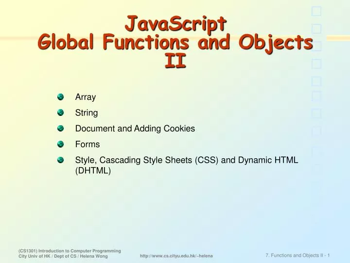 javascript global functions and objects ii
