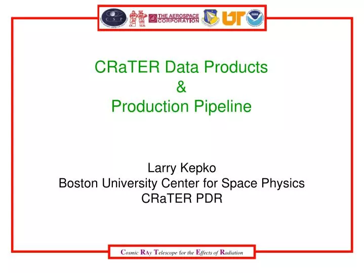 crater data products production pipeline
