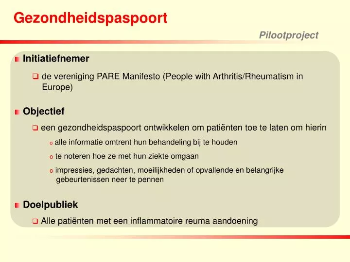 gezondheidspaspoort pilootproject