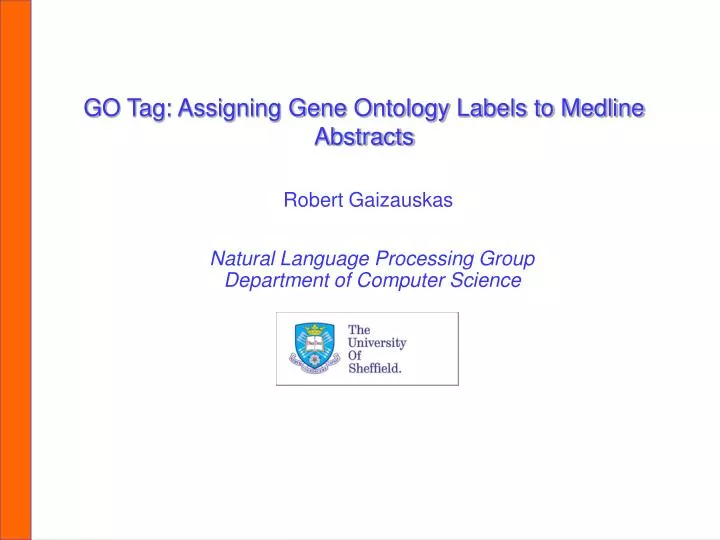 go tag assigning gene ontology labels to medline abstracts