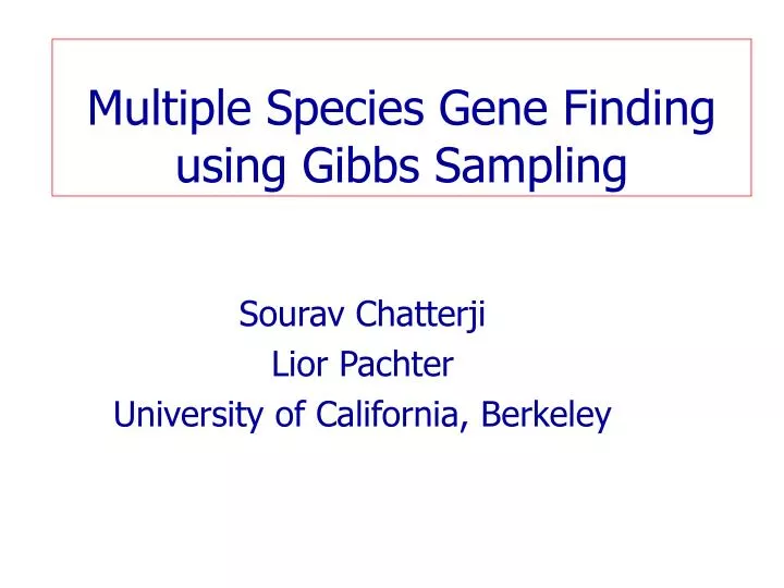 multiple species gene finding using gibbs sampling