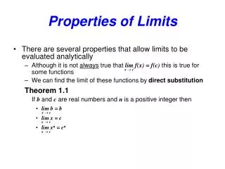 Properties of Limits