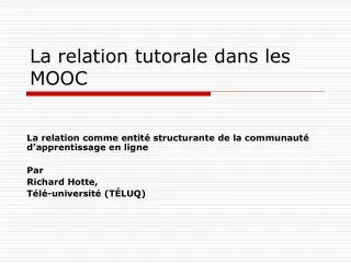 la relation tutorale dans les mooc