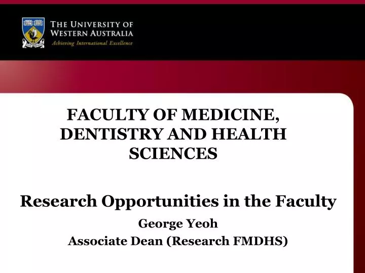 faculty of medicine dentistry and health sciences