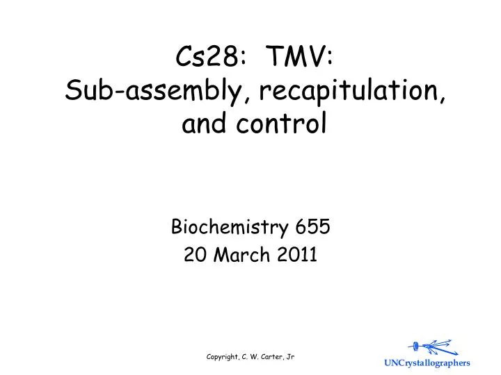 cs28 tmv sub assembly recapitulation and control