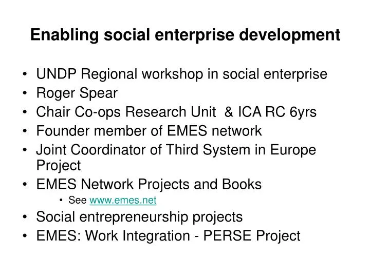 enabling social enterprise development