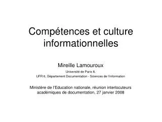 comp tences et culture informationnelles