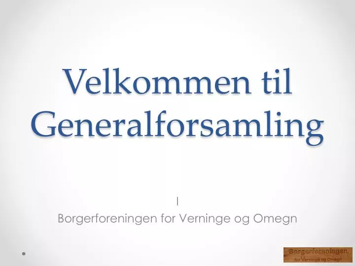 velkommen til generalforsamling