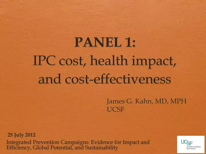 panel 1 ipc cost health impact and cost effectiveness
