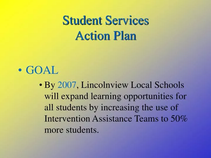 student services action plan