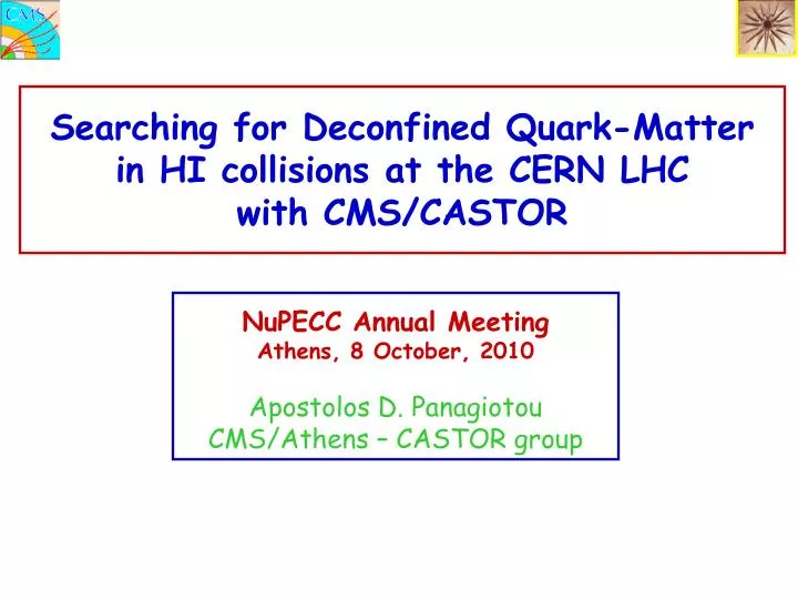 searching for deconfined quark matter in hi collisions at the cern lhc with cms castor