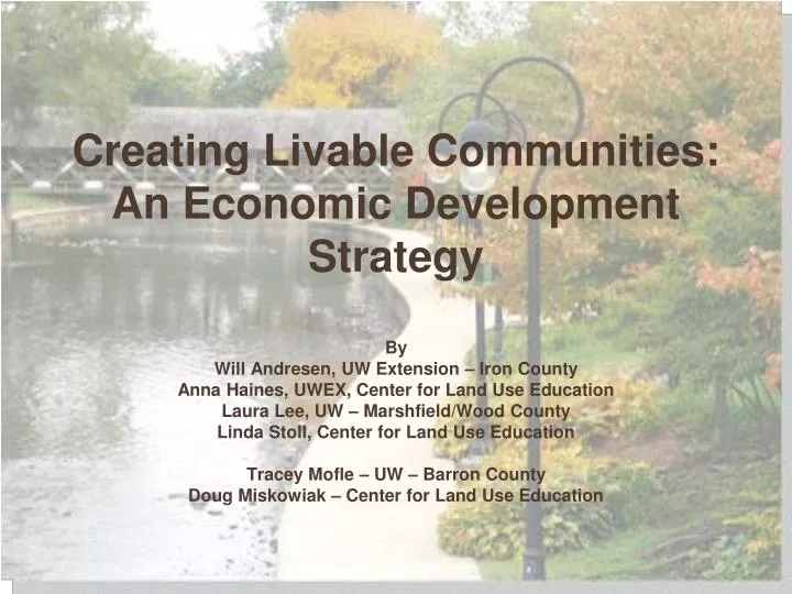 creating livable communities an economic development strategy