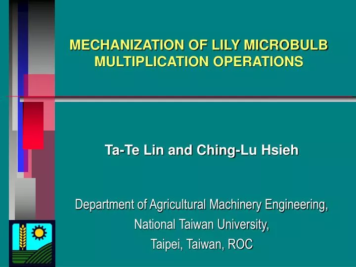 mechanization of lily microbulb multiplication operations