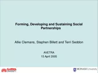 Forming, Developing and Sustaining Social Partnerships