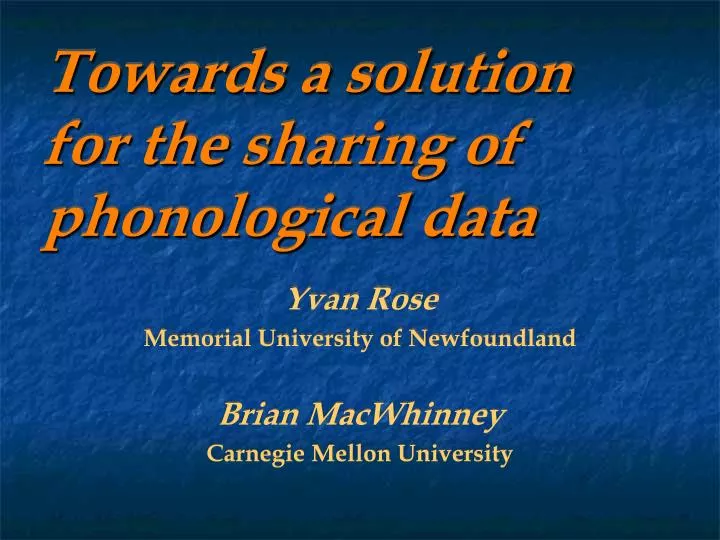 towards a solution for the sharing of phonological data