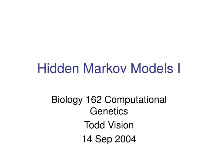 hidden markov models i