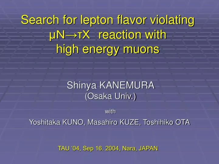 search for lepton flavor violating reaction with high energy muons