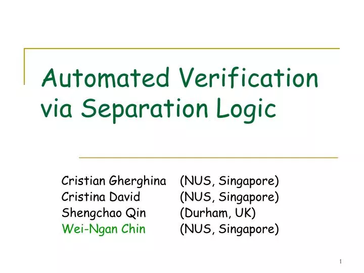 automated verification via separation logic
