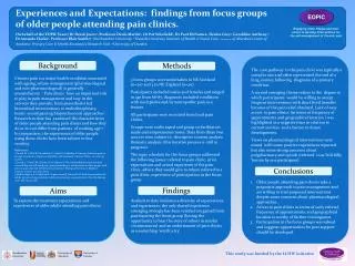 Experiences and Expectations: findings from focus groups of older people attending pain clinics.