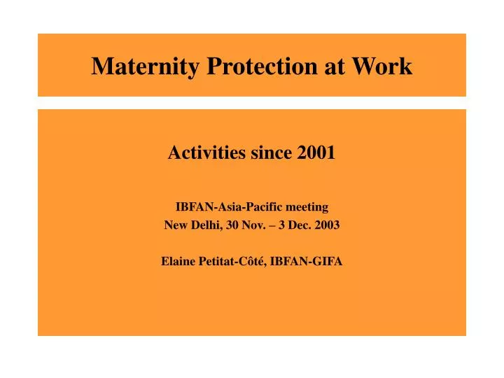 maternity protection at work