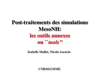 post traitements des simulations mesonh les outils annexes ou tools