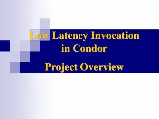 Low Latency Invocation in Condor Project Overview