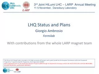 LHQ Status and Plans