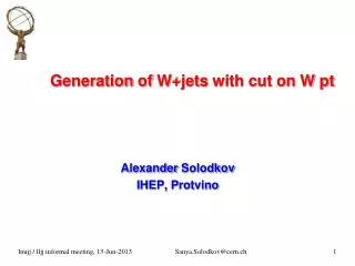 Generation of W+jets with cut on W pt
