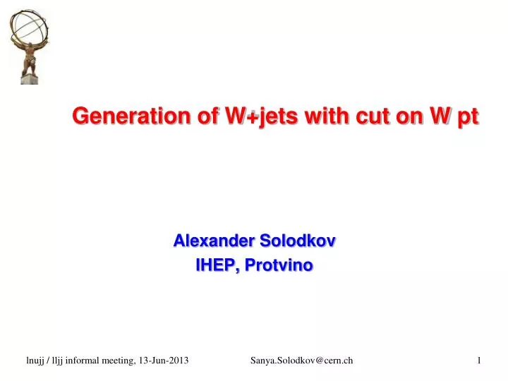 generation of w jets with cut on w pt