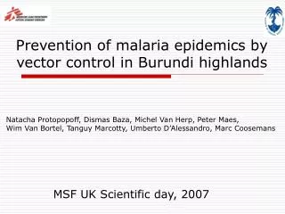 Prevention of malaria epidemics by vector control in Burundi highlands