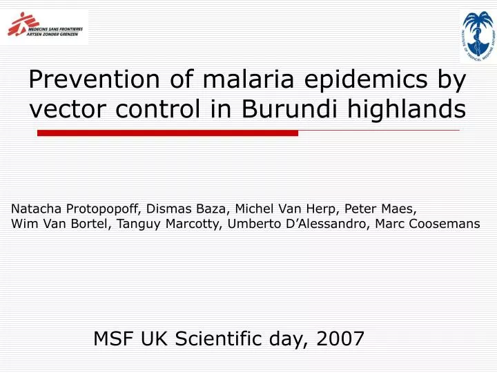prevention of malaria epidemics by vector control in burundi highlands