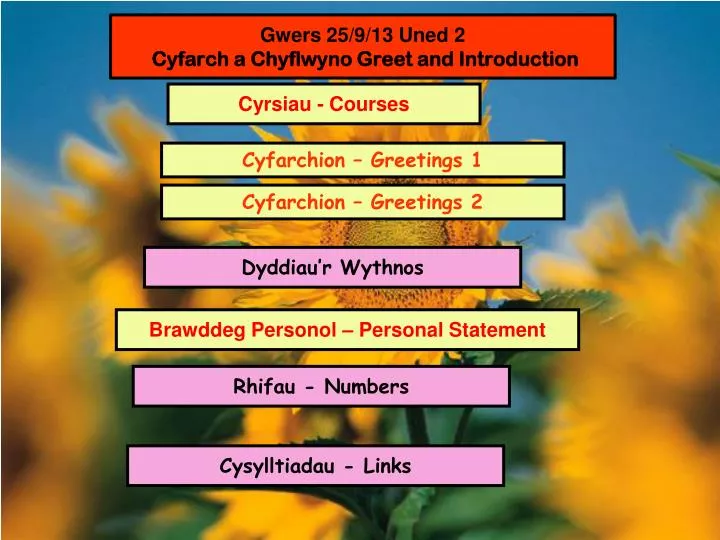 gwers 25 9 13 uned 2 cyfarch a chyflwyno greet and introduction