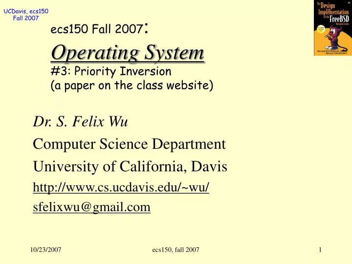 ecs150 fall 2007 operating system 3 priority inversion a paper on the class website